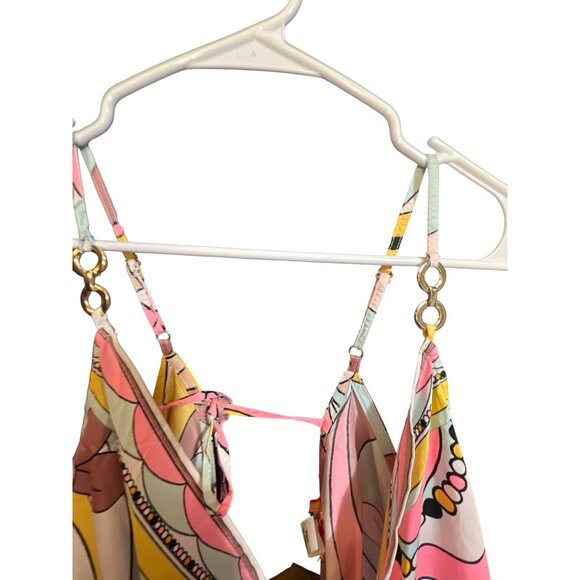 River Island Resort Collection V-Neck Wrap Playsuit Romper Multicolor Abstract - Picture 4 of 9